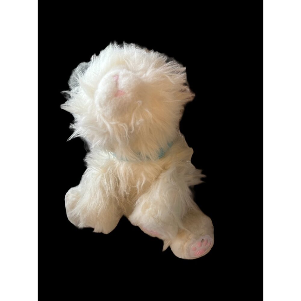 Little Live Pets White Plush Interactive Cat Stuffed Animal With Blue Collar